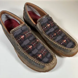 Twisted X Slip On Leather Canvas Driving Eco Moc Aztec Print Men’s 14