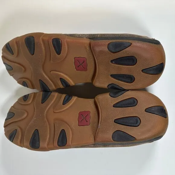 Twisted X Slip On Leather Canvas Driving Eco Moc Aztec Print Men’s 14
