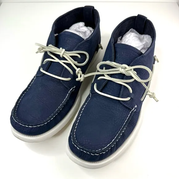 UGG Blue White Leather Beach Moc Chukka Moccasin  Men’s Boat Shoes
