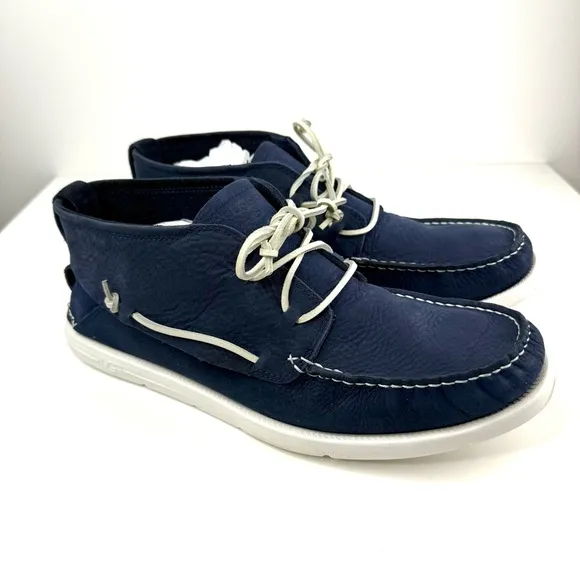 UGG Blue White Leather Beach Moc Chukka Moccasin  Men’s Boat Shoes