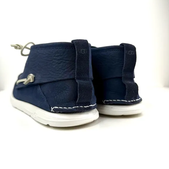 UGG Blue White Leather Beach Moc Chukka Moccasin  Men’s Boat Shoes