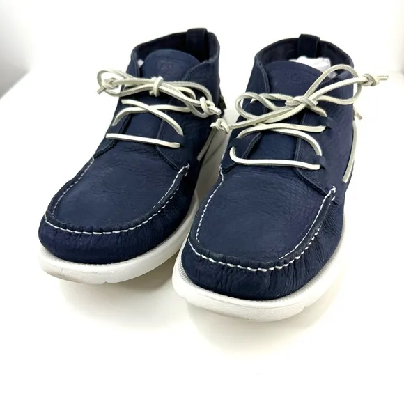 UGG Blue White Leather Beach Moc Chukka Moccasin  Men’s Boat Shoes