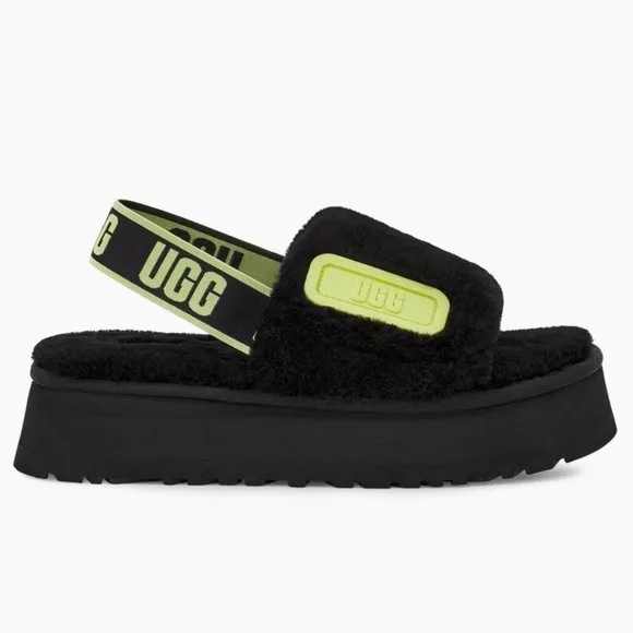 UGG Disco Slides in Black/Pollen