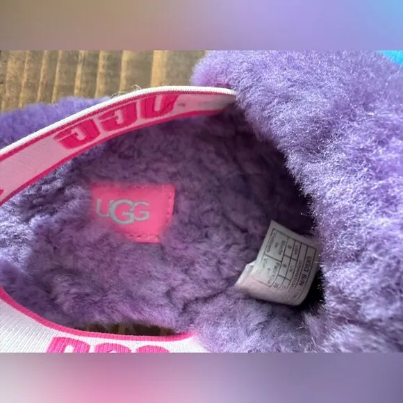 Ugg Fluff Yeah Purple Rainbow Slippers Size 8