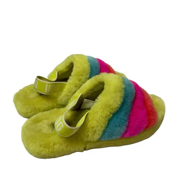 ugg fluff yeah slides big kids girls sandals multicolored size US 4 / EU you 36