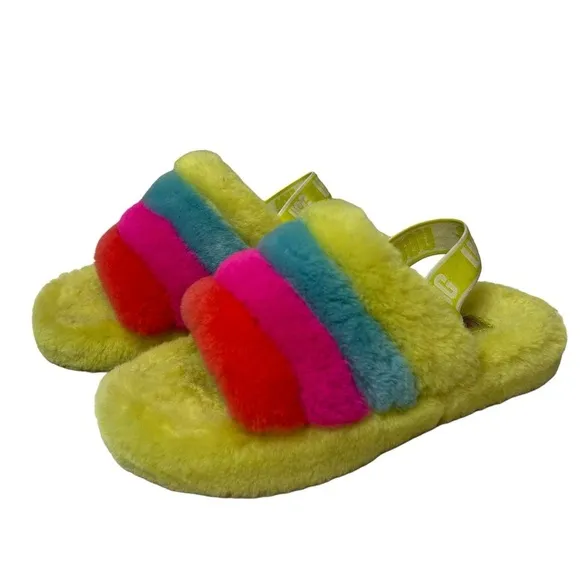 ugg fluff yeah slides big kids girls sandals multicolored size US 4 / EU you 36