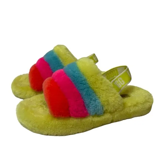 ugg fluff yeah slides big kids girls sandals multicolored size US 4 / EU you 36
