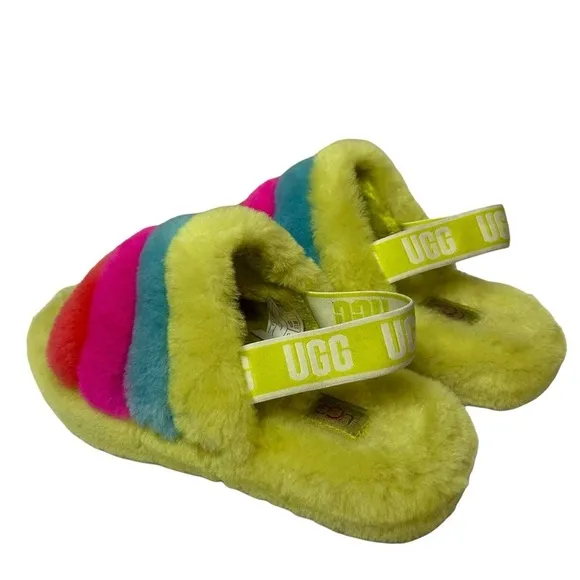 ugg fluff yeah slides big kids girls sandals multicolored size US 4 / EU you 36
