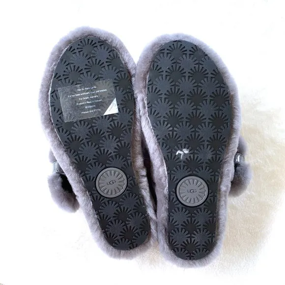 UGG Fuzz Yeah Slides in Charcoal