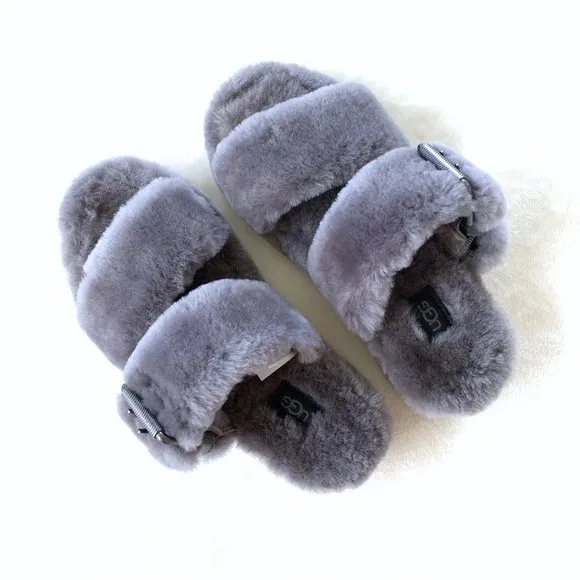 UGG Fuzz Yeah Slides in Charcoal