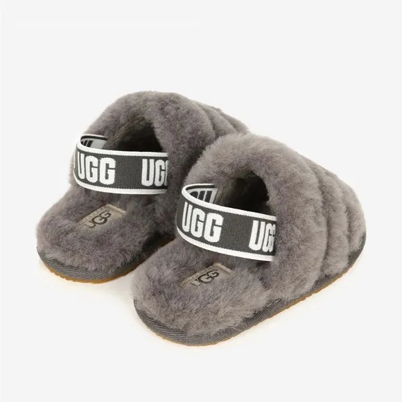 UGG -Infant Fluff Yeah Slides &amp; Logo Blanket Set-NEW in Original Box-Never Worn