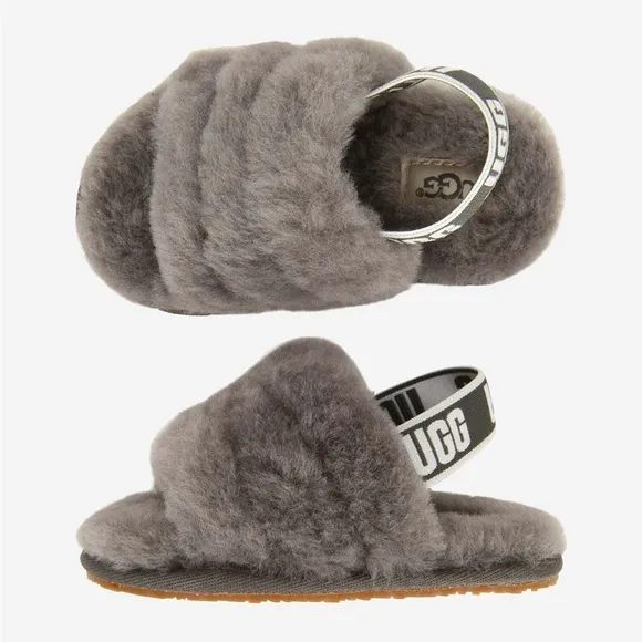 UGG -Infant Fluff Yeah Slides &amp; Logo Blanket Set-NEW in Original Box-Never Worn