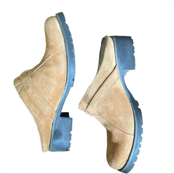 Ugg Lila Sheepskin chestnut Suede Mule clogs 7