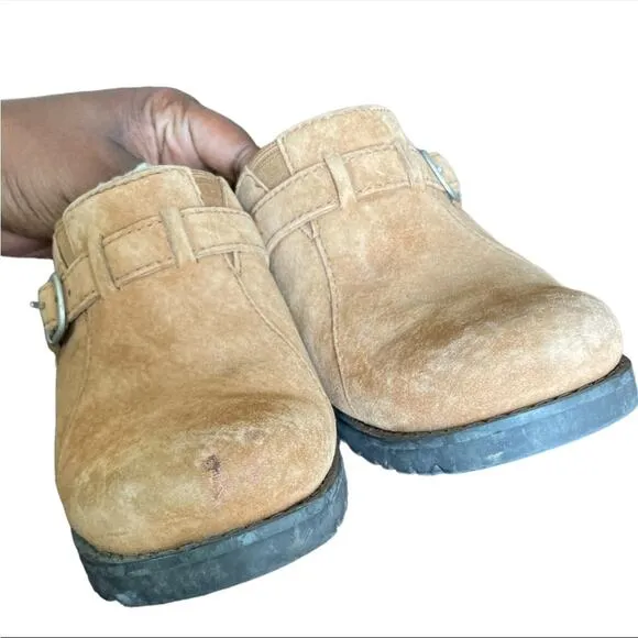 Ugg Lila Sheepskin chestnut Suede Mule clogs 7
