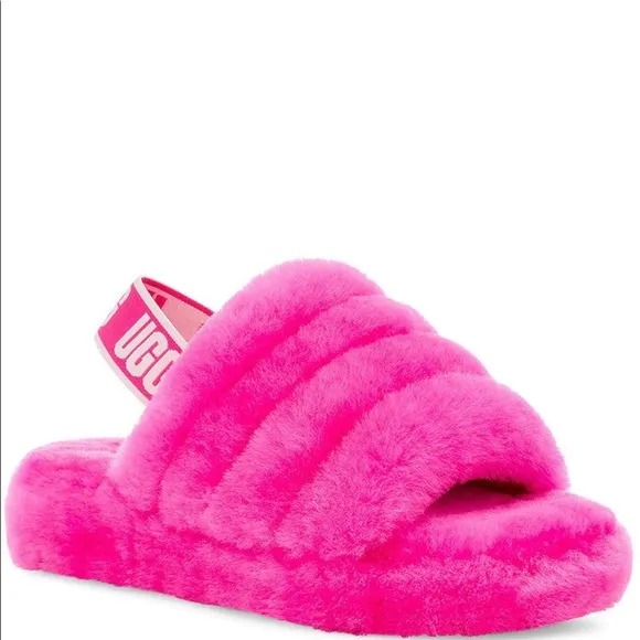 UGG Logo Fluff Yeah Fur Slides 💖