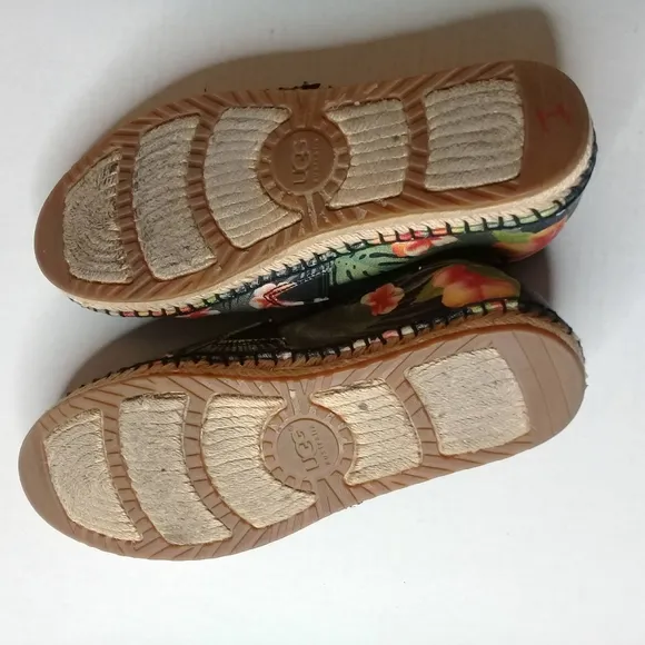 UGG Men's Kas Hawaiian Green Floral Canvas Espadrille Slip On Loafer Sz 7