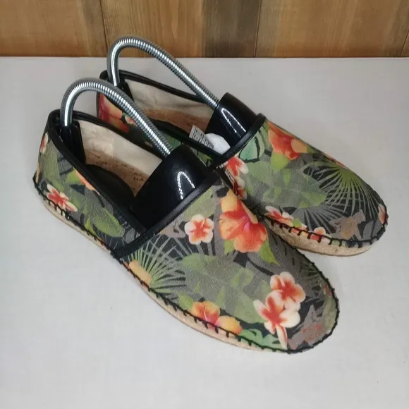UGG Men's Kas Hawaiian Green Floral Canvas Espadrille Slip On Loafer Sz 7