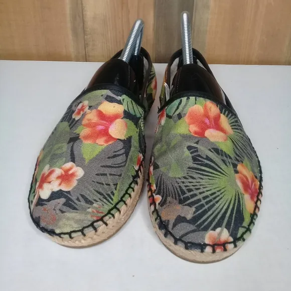 UGG Men's Kas Hawaiian Green Floral Canvas Espadrille Slip On Loafer Sz 7