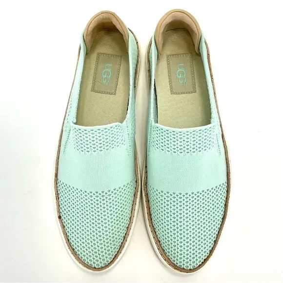 UGG “SAMMY” MINT/GREEN KNIT BREATHABLE LIGHTWEIGHT SLIP-ON SNEAKER