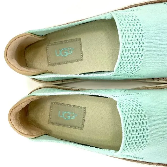 UGG “SAMMY” MINT/GREEN KNIT BREATHABLE LIGHTWEIGHT SLIP-ON SNEAKER