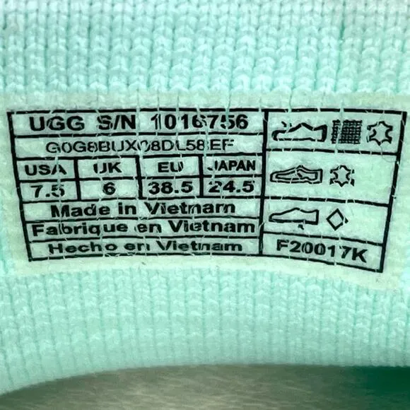 UGG “SAMMY” MINT/GREEN KNIT BREATHABLE LIGHTWEIGHT SLIP-ON SNEAKER