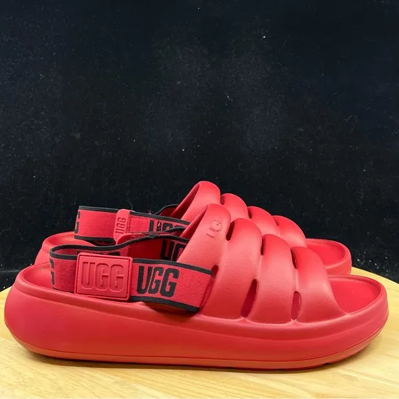 UGG Sport Yeah Men's Slides Sandals Red Black 1132150 Sizes Rubber New
