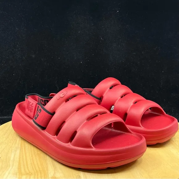 UGG Sport Yeah Men's Slides Sandals Red Black 1132150 Sizes Rubber New