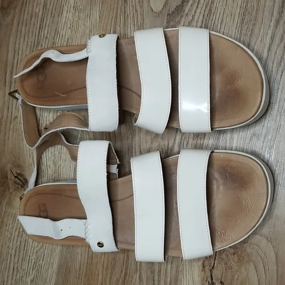 Ugg Treadlite Womens Braylynn White Flatform Wedge Heel Sandals
