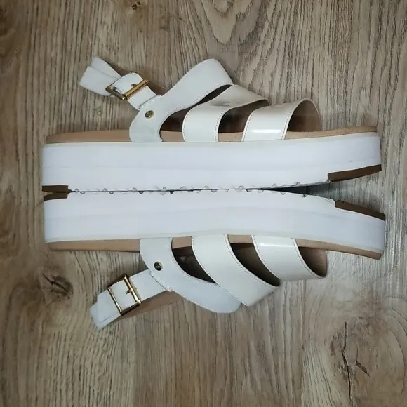 Ugg Treadlite Womens Braylynn White Flatform Wedge Heel Sandals