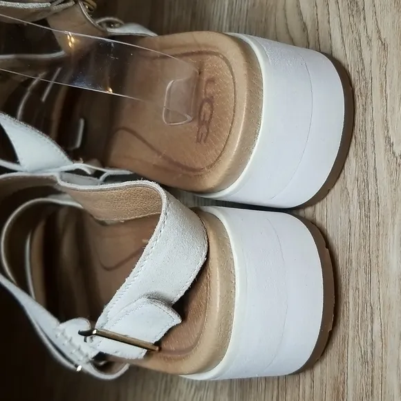 Ugg Treadlite Womens Braylynn White Flatform Wedge Heel Sandals