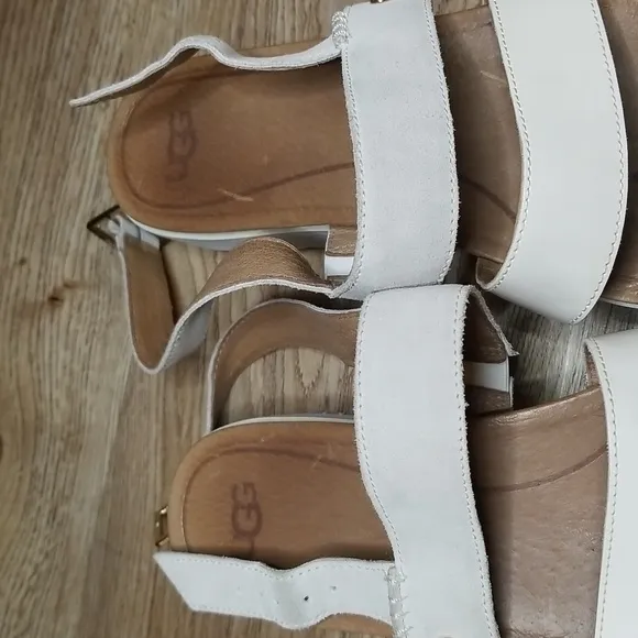 Ugg Treadlite Womens Braylynn White Flatform Wedge Heel Sandals