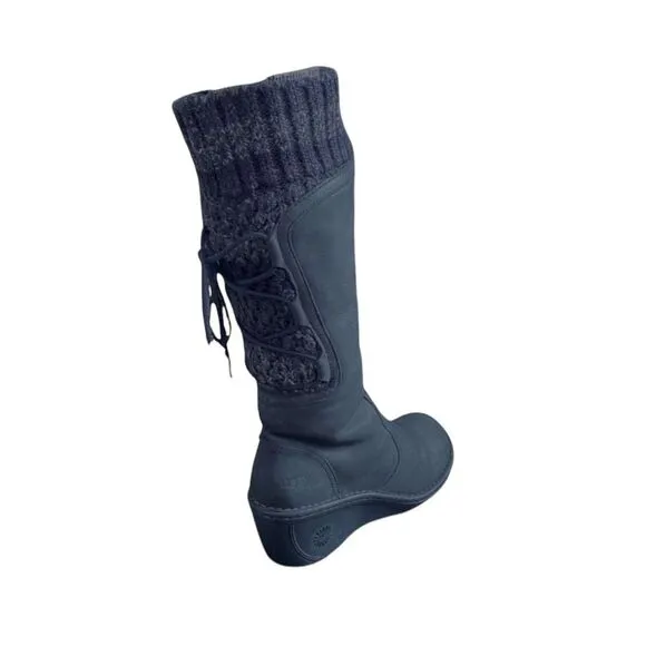 UGG Vintage 1936 Skylair Women Knee High Wedge Heel Boots - Gray Zip Leather Sue