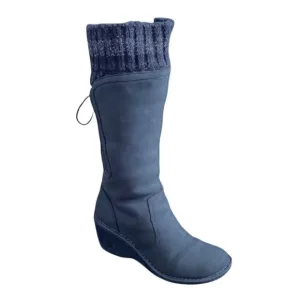 UGG Vintage 1936 Skylair Women Knee High Wedge Heel Boots - Gray Zip Leather Sue