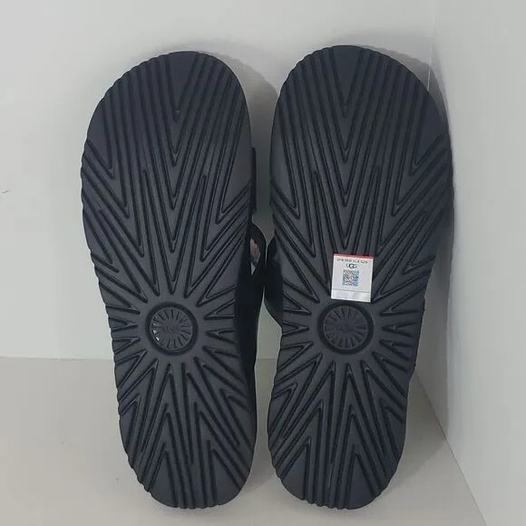 UGG Wainscott Slide Sandal Black Leather Slip On Men US 12 EU 45 NWOB