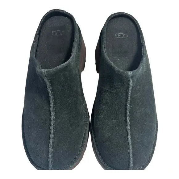 UGG Women's New Heights Clog in Black Suede  Sz: 9