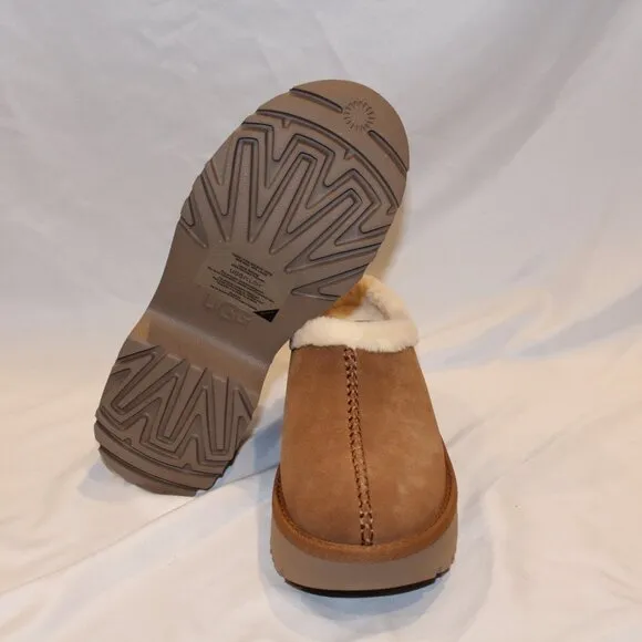 UGG WOMEN'S SUEDE COZY SHEARLING LINED CLOGS CHESTNUT NEW IN BOX!