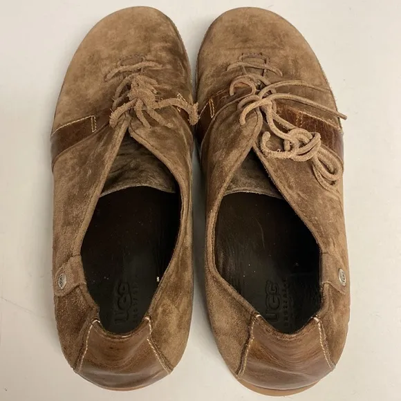 UGG Wyatt Track Brown Suede Lace Up Oxford Shoes Size 13
