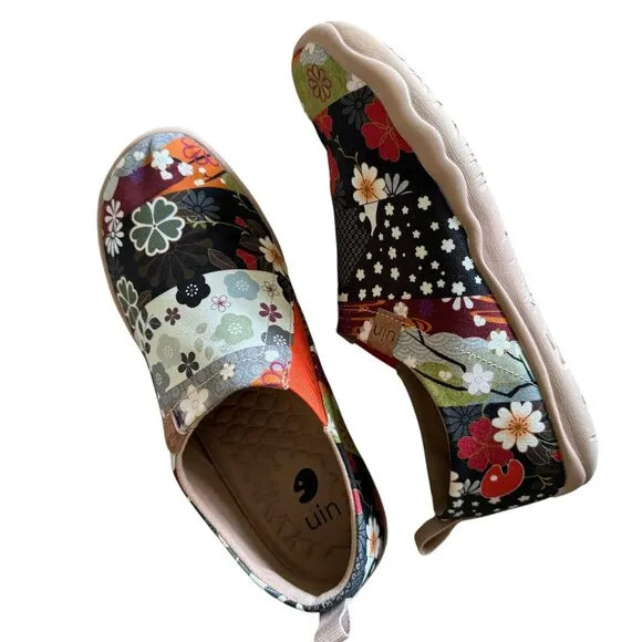 UIN Hana Toledo Design Floral Art Sneaker Painted Canvas Slipon Lightweight Shoe