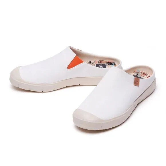 UIN Men's Fashion Slippers Walking Casual Shoes (Pure White Cadiz III )