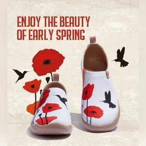 UIN NWT Women's Canvas Slip-On Travel Shoes (Hummingbird &amp; Poppy)