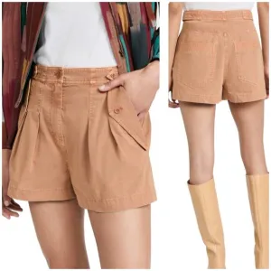 Ulla Johnson NWT Riley Shorts in Terracotta Size 10 Canvas Pleated Pockets Flaps