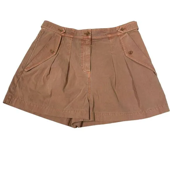 Ulla Johnson NWT Riley Shorts in Terracotta Size 10 Canvas Pleated Pockets Flaps