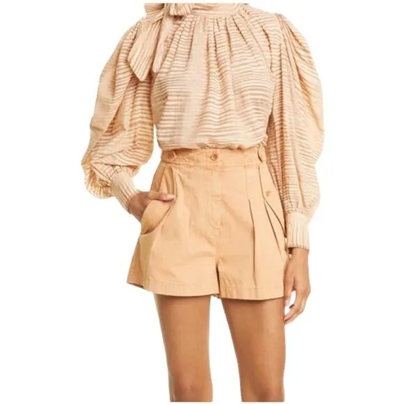 Ulla Johnson NWT Riley Shorts in Terracotta Size 10 Canvas Pleated Pockets Flaps