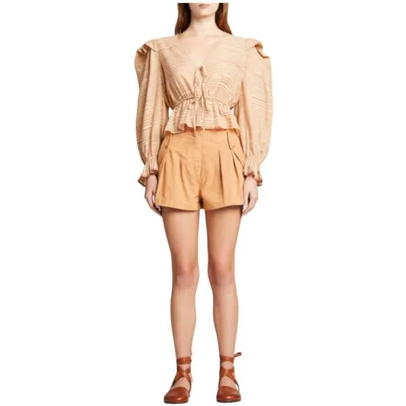 Ulla Johnson NWT Riley Shorts in Terracotta Size 10 Canvas Pleated Pockets Flaps