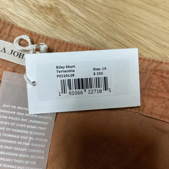Ulla Johnson NWT Riley Shorts in Terracotta Size 10 Canvas Pleated Pockets Flaps