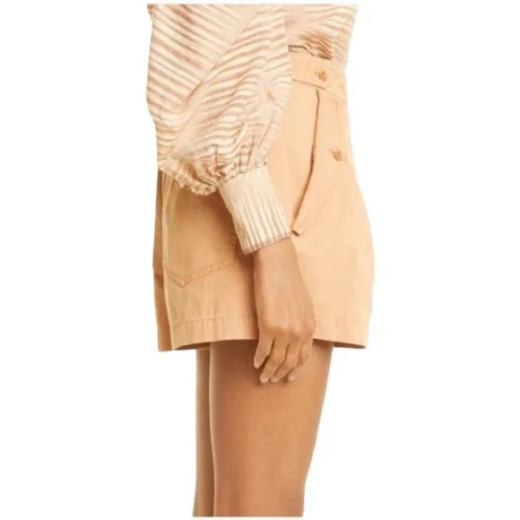 Ulla Johnson NWT Riley Shorts in Terracotta Size 10 Canvas Pleated Pockets Flaps