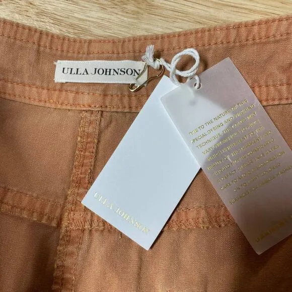 Ulla Johnson NWT Riley Shorts in Terracotta Size 10 Canvas Pleated Pockets Flaps