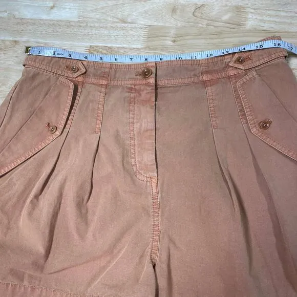 Ulla Johnson NWT Riley Shorts in Terracotta Size 10 Canvas Pleated Pockets Flaps