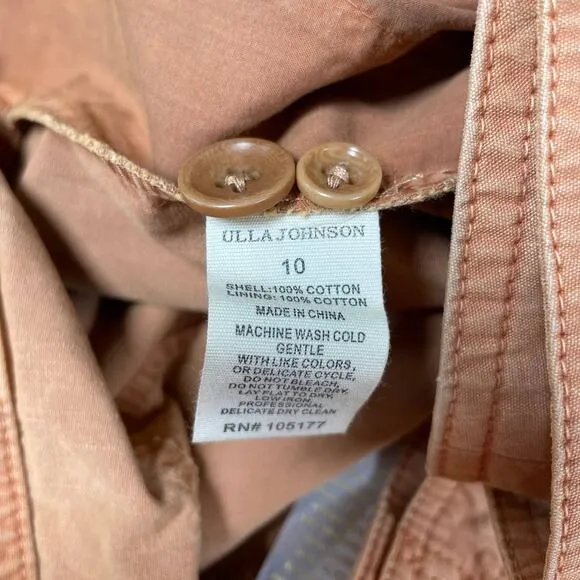 Ulla Johnson NWT Riley Shorts in Terracotta Size 10 Canvas Pleated Pockets Flaps