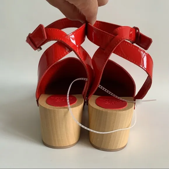 Unalira x Free People Kaia Red patent Leather Clogs ankle strap
